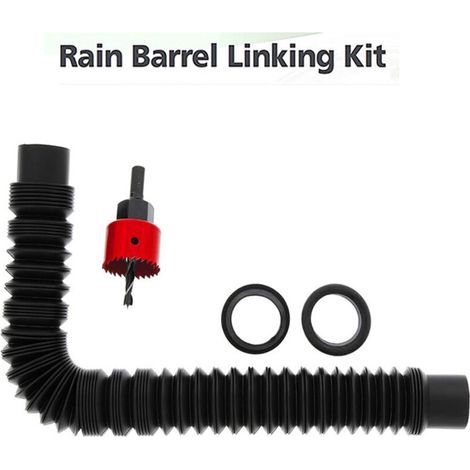 Private Label-Kit de Raccordement pour Tonneau de Pluie, Ensemble de collecteur Eau de Pluie, avec Tuyau de Raccordement de 78 cm