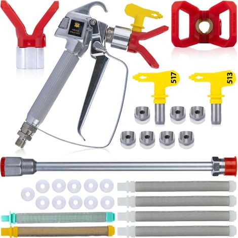 Ecleanfy - Kit pistolet à peinture avec 2 buses 517/513 – Lansa 50 cm 11 joints 6 filtres Compatible avec Graco, Wagner, Titan (1/5)