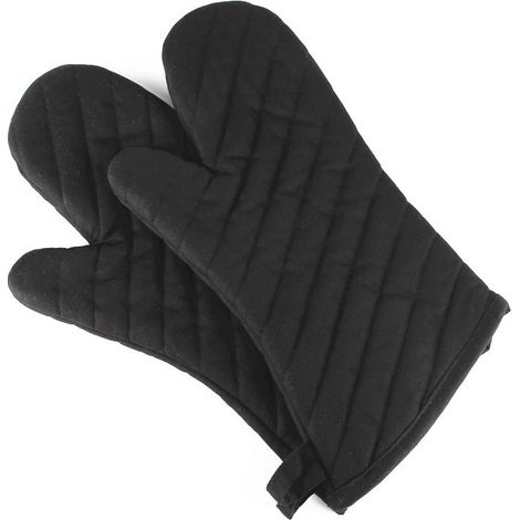 2 gants BBQ noirs, four à micro-ondes anti-brûlure isolation thermique résistance à la chaleur antidérapante