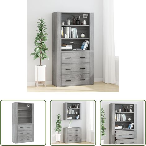 vidaXL Wandmontage -  Highboard Grau Sonoma Holzwerkstoff (1/5)