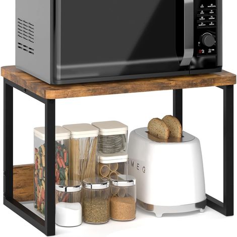Küchenarbeitsplatten-Organizer, 43,4 x 31,5 cm, Mikrowellenständer und Schrankaufbewahrung  Großes Küchenarbeitsplattenregal, stapelbares Schrankregal, Toasterhalter, Büroregal, Gewürzregal, Metall un (1/5)