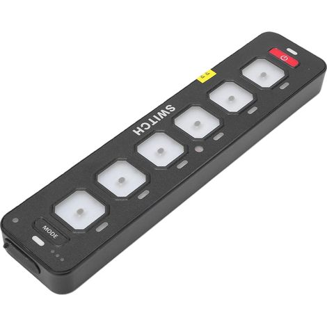 Schlankes RGB-Schalterpanel mit 6 Anschlüssen, 4 multifunktionale Beleuchtungsmodi, automatische Dimmfunktion für die Hintergrundbeleuchtung, geeignet für Boote, Offroad-Fahrzeuge und UTVs. (1/5)