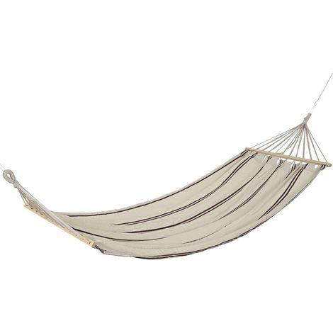 outdoor living Hängematte Wollweiß mit Lila Streifen 200 x 100 cm - Polyester-Baumwolle (1/2)