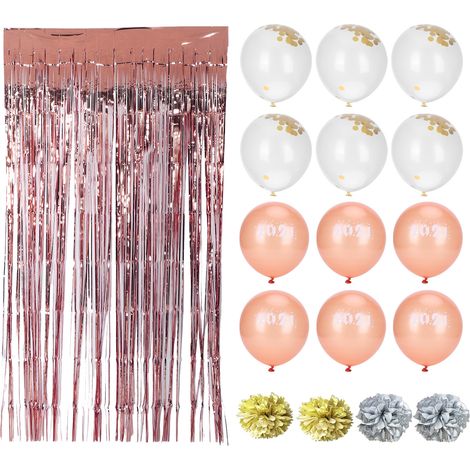 Lot de 30 ballons latex paillettes, fleurs papier, décoration anniversaire mariage fête (1/5)
