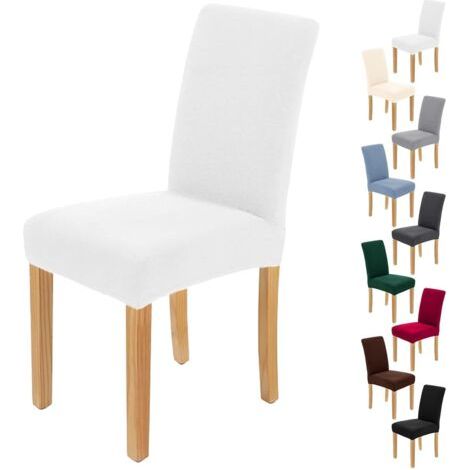 Lot de 6 housses de chaise extensibles blanches, amovibles et lavables, protection universelle (1/3)
