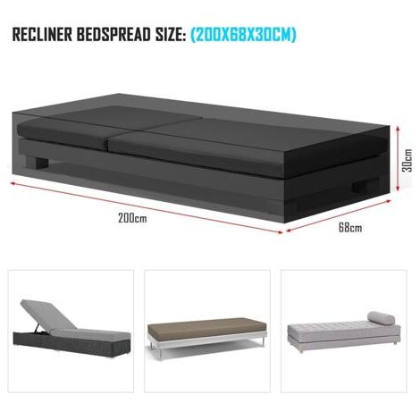 Housse de Protection pour Chaise Longue de Jardin 200x68x30cm - Housse Transat Imperméable, Coupe-Vent et indéchirable - pour l'extérieur