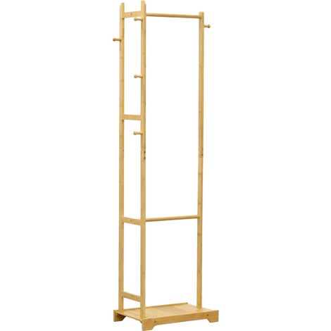 Porte-manteau sur pied étroit pour couloir 169 x 48 x 31 cm rangement pratique style naturel en bambou naturel (1/2)