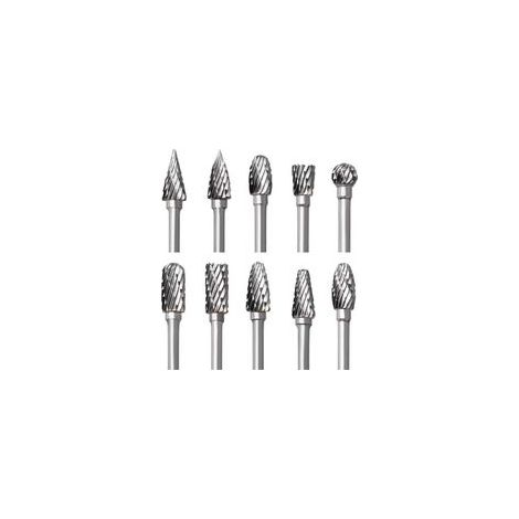 Lot de 10 Double Coupe de fraises rotatives en carbure de tungstène, avec caractéristiques : Métal, 3MM, Outil, Bois, Verre (1/5)