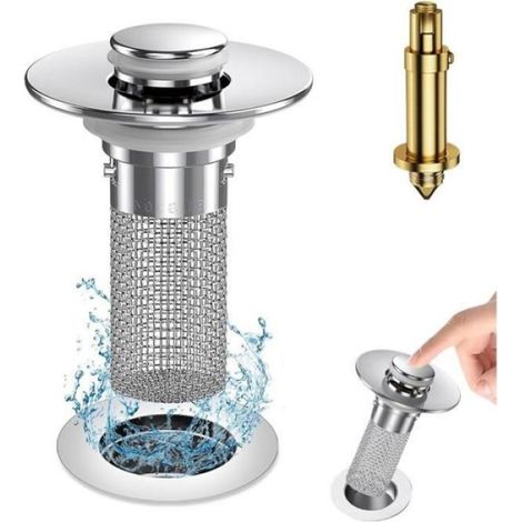 Bouchon De Lavabo - Filtre De Vidange Pop Up En Acier Inoxydable 304 Et Laiton - Pour Lavabo Baignoire Douche - Adaptation Diamètre 26 À 30 mm - 1 Pièce (1/5)