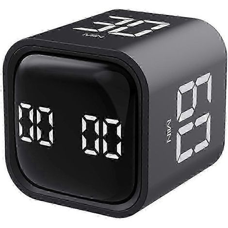 Minuteur numérique F4 à capteur de gravité, mini-cube, compte à rebours, réveil, chronomètre de cuisine et d'apprentissage, noir (1/5)