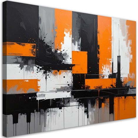 Image sur Toile, Abstraction noir et orange,90x60 (1/4)
