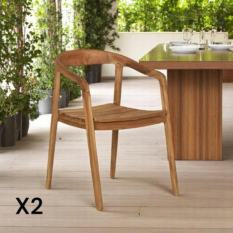 Chaise de jardin design en teck (lot de 2) MENDOZA (1/5)