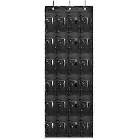 Organisateur de chaussures à suspendre à la porte, grande capacité, avec 24 poches transparentes et 3 crochets, idéal pour ranger vos chaussures à la maison ou en résidence étudiante. (1/4)