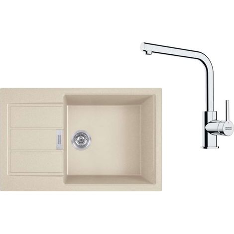 Franke Sets - Küchenset T116BE, Tectonite-Spüle S2D 611-78 XL und Armatur FS 3230.031, beige/Chrom 143.0687.401