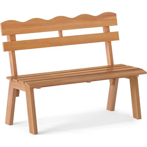 Banc de jardin en bois d'acacia massif, 2 places avec dossier ergonomique et patins réglables pour patio (1/5)