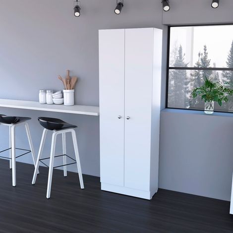 Armadio Multiuso Z60 in Melamina Bianca con Due Ante e Cinque Ripiani, Dimensioni 180,6 x 60 x 30 cm (1/5)