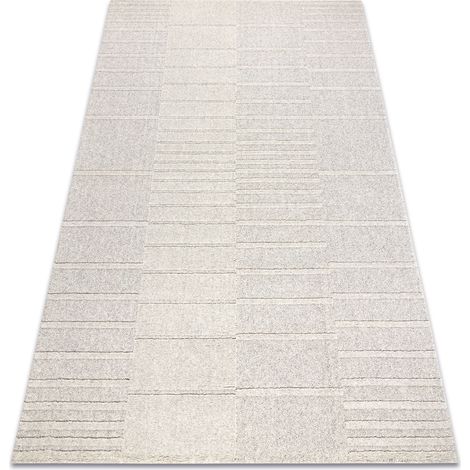 FLUX 461.3.AE121 Wollteppich OSTA - Geometrisch, Strukturell, Loft beige / grau beige 60x120 cm