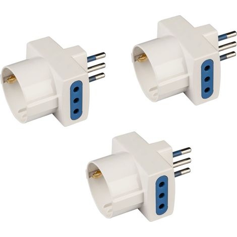 POLYPOOL - PP0467.3 Kit Adattatori Presa Tedesca e Italiana, Presa Schuko, Spina Italiana 10A 2P+T, 2 Prese 10A 2P+T e 1 Presa 10-16A 2P+T (Standard Italiano 10A e Tedesco 16A con Terra Laterale) (1/5)