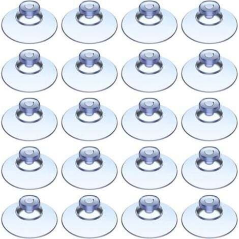 Ventouses en plastique transparent sans crochet – Lot de 20 ventouses tête de champignon pour cuisine, salle de bain, fenêtre et miroir (1/4)