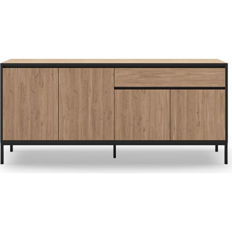 VANA - Buffet 4 portes 180cm en mélamine - Chêne clair (1/5)