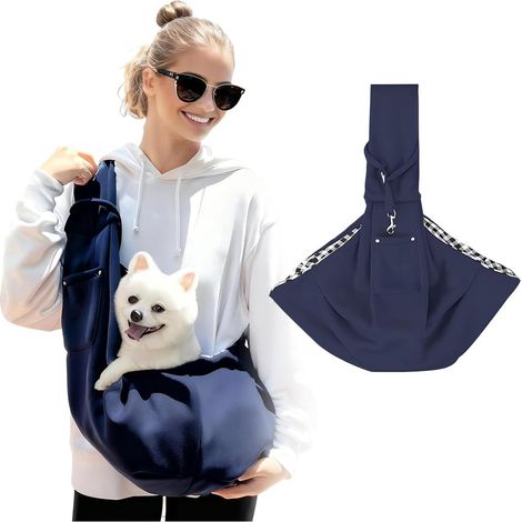 Schultertasche für kleine Hunde und Katzen, freihändige Tragetasche für Welpen, weiche Tasche mit breitem Schultergurt, Sicherheitsbefestigung, Aufbewahrungstasche, Reisetasche (1/5)