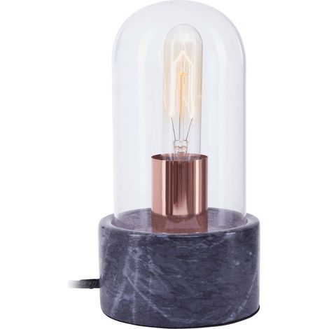 Interiors by Premier Nordic Style Bell Lamp With Black Marble Base, Marble Construction Of Bedside Table Light, Sleek Modern Lamp (1/4)