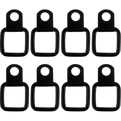 Lot de 8 anneaux d'arrimage pour coffre de voiture, camion et remorque.-5.50X3.00X0.50CM-Black (1/4)