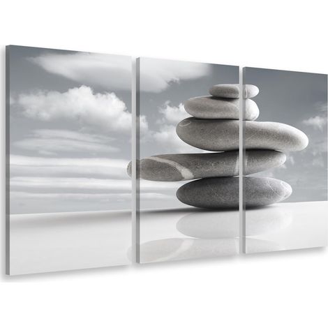 Tableau triptyque Tableau photo zen pierres de tahiti - 90x60 cm (1/5)