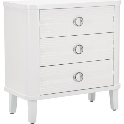 Comò Shine bianco a 3 cassetti in legno e metallo