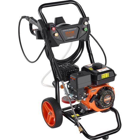 Nettoyeur haute pression à essence, 3400 PSI, 2,6 GPM, 10 L/min, avec pompe en aluminium, pistolet et lance d'extension, et 5 buses. Idéal pour voitures, clôtures, maisons, allées, terrasses et surfac (1/5)