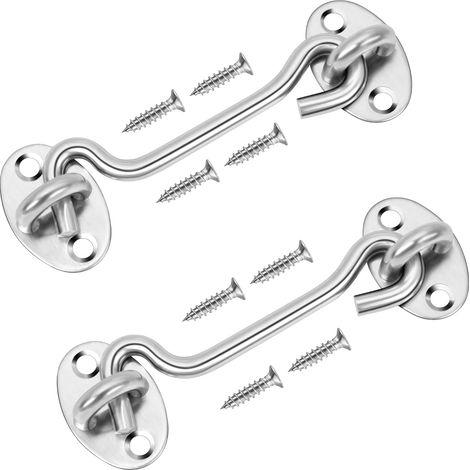 (Confezione da 2) Chiusura a gancio per la privacy da 6 pollici, in acciaio inossidabile, color argento. (1/5)