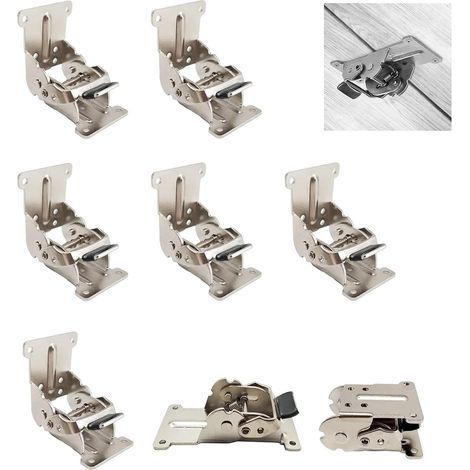 0-90-180 Degrés Charnière Pliante Autobloquante le Panneau D'extension de Table Rabattable Support Pliable Raccords pour Établi Pliant en Fer avec Argent Paquet de 8 (1/5)