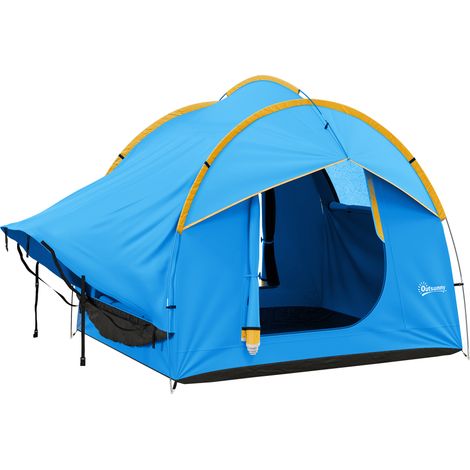 Tente camping voiture 3 portes résistante intempéries Orange Bleu 239x210x210cm