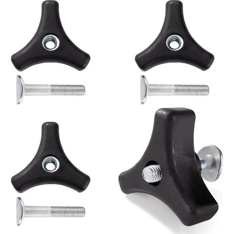 4 Sets Lawnmower Handle Knob Nut Bolt Triangular Handle Fixing for Lawnmower Gardening Tools