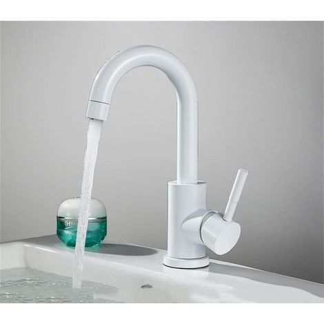 Robinet De Lavabo De Salle De Bains Noir Mat Pour Évier, Mélangeur D'eau Chaude Et Froide En Acier Inoxydable, Grue De Robinet (1/5)