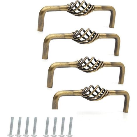 Set di 4 maniglie per cassetti in Inconel anticato per ante di comò - Bronzo/96 mm -Crezuo