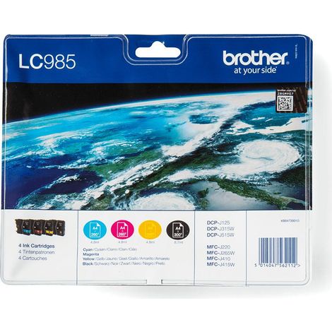 Brother LC-985VALBP Druckerpatrone 4 Stück(e) Original Schwarz, Cyan, Magenta, Gelb