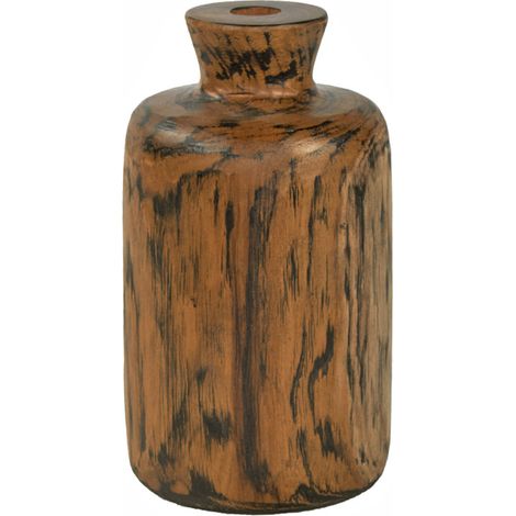 Vase décoratif H. 22 cm en bois de teck massif - HERA L (1/5)