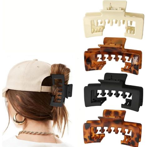 Lot de 4 épingles à cheveux pour chapeau, modèle mat, pour cheveux volumineux, à fixer à l'arrière de la tête. (1/5)