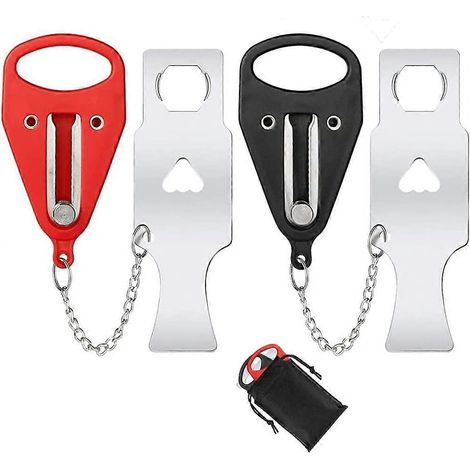 Lot de 2 verrous de porte portables, 2 couleurs, verrou de porte de voyage antivol, sécurité et confidentialité, avec sac de rangement pour la maison, l'hôtel, l'appartement ou l'école. (1/5)