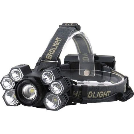 Lampe frontale puissante rechargeable par USB, lampe frontale à 7 LED, lampe torche étanche, lanterne (1/5)
