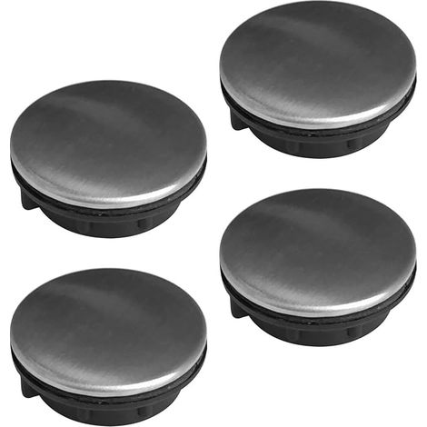 CHILDWEET Copertura per foro del lavello da cucina in acciaio inox e PP, argento, impermeabile, facile da installare, set da 4 pezzi, adatta a fori da 25-30 mm (1/5)