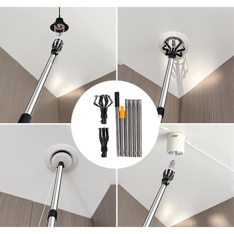 Cambiador de lámparas para grandes alturas, extensible hasta 1,8 m con diseño de cierre abatible, jaula de 8 garras, 8 piezas (1/5)