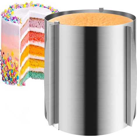 Adjustable Patisserie Circle Diameter 16-30 cm, Large Cake Ring, Height 20 cm Stainless Steel Extendable Cake Circle, Cake Mould, Cake Mould for Dessert, Cake, Pastry (1/5)