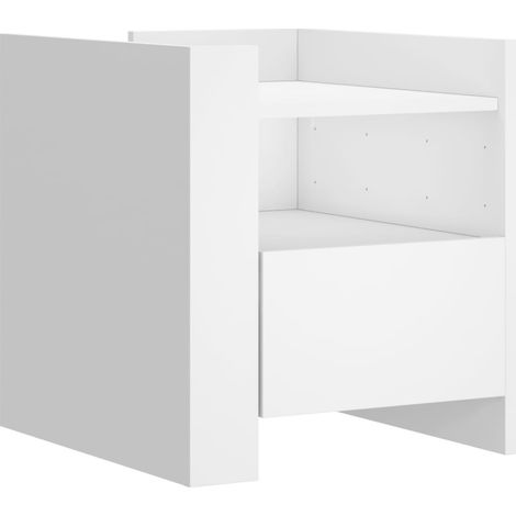 Comodino con cassetto e ripiano 45 x 50 x 50 cm MDF bianco DEC033408