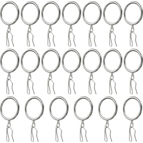 Lot de 20 anneaux de rideaux en métal, anneaux et crochets pour rideaux, rideaux de porte, rideau de douche 3,0 x 50 mm (nickel poli) (1/5)