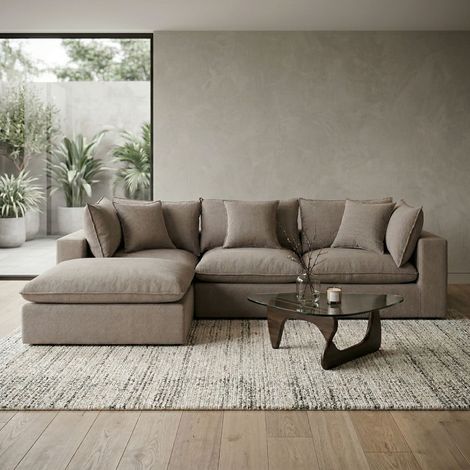 Canapé modulable 295x210x85 cm en tissu texturé taupe - MODUSOF (1/5)