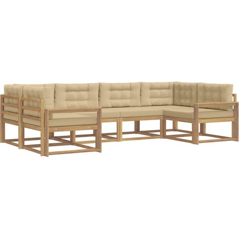 Outdoor Sofa Set 6 pcs White and Beige vidaXL