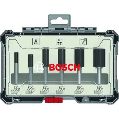 Bosch Pro Router Bit Straight Set, 6 Piece