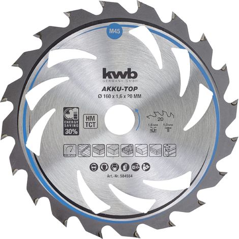 Lame de scie circulaire Easy Cut Ø 160 x 20 mm Coupe fine avec dents alternatives spéciales 20 dents Z20 Coupe fine Batterie 160 x 20 mm (1/3)
